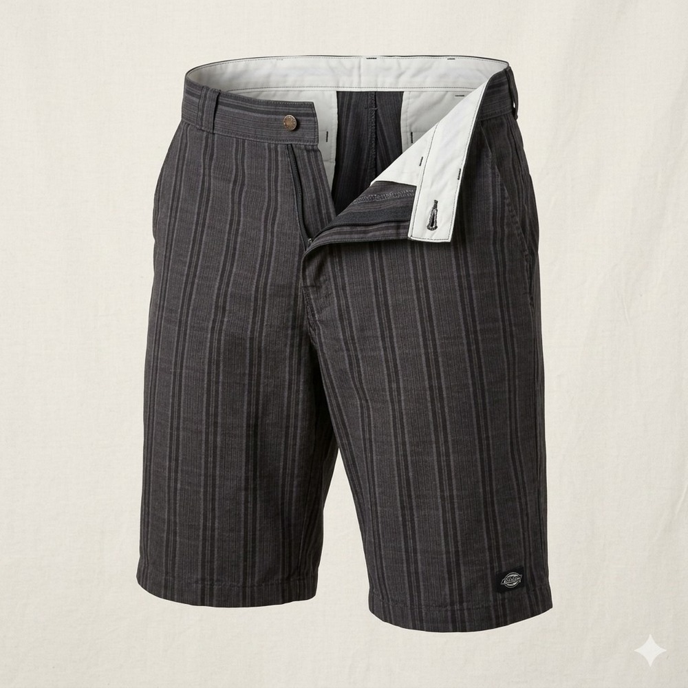 Dickies WR978PCH Men's Black & Gray Striped Shorts. Size 36